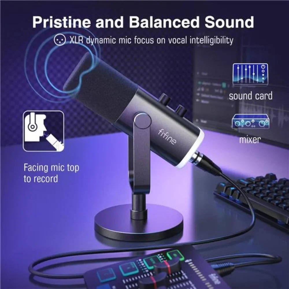 XLR/USB Dynamic Microphone for Podcast Recording, PC Computer Gaming Streaming